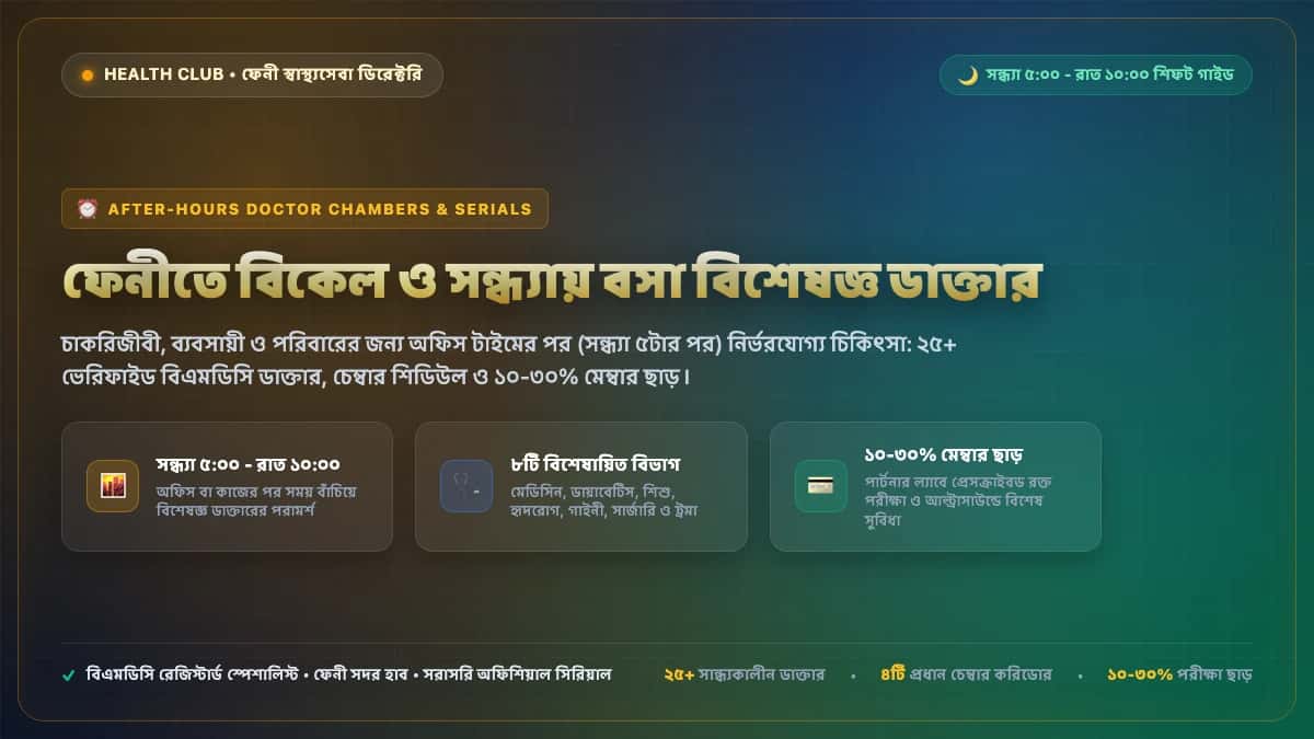 ফেনীতে বিকেল ও সন্ধ্যায় বসা বিশেষজ্ঞ ডাক্তারদের চেম্বার তালিকা