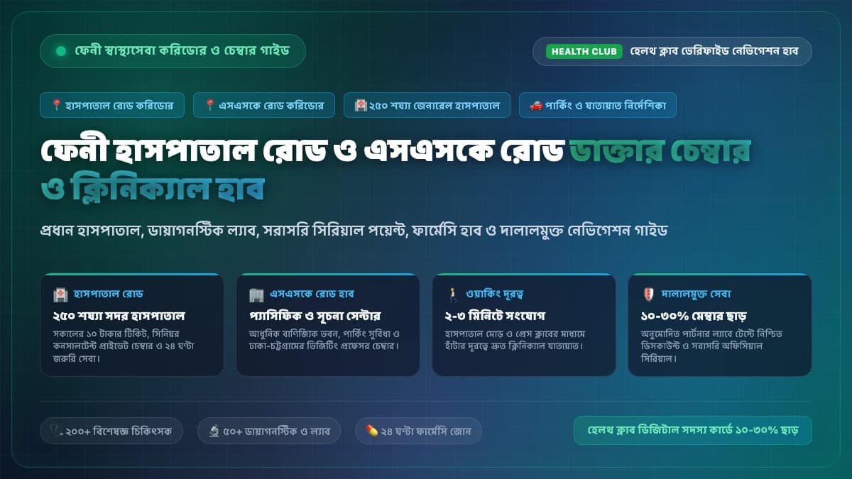 ফেনী হাসপাতাল রোড ও এসএসকে রোড ডাক্তার চেম্বার ও ক্লিনিক্যাল হাব গাইড