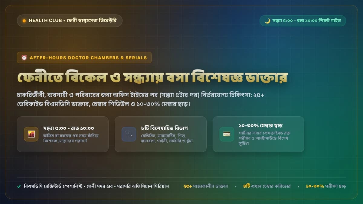 ফেনীতে বিকেল ও সন্ধ্যায় বসা বিশেষজ্ঞ ডাক্তারদের চেম্বার তালিকা